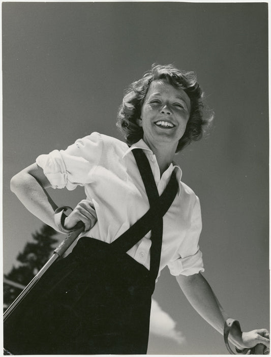 Margaret Sullavan with ski poles