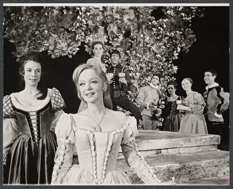Marian Hailey, Barbara Baxley [left] and unidentified others in the 1967 American Shakespeare Festival production of The Merchant of Venice