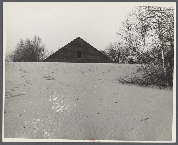 Desert of Maine. Freeport, Maine. Sand gradually covering up large barn.