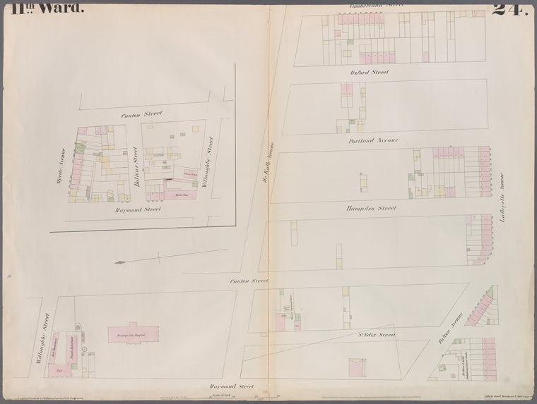 Plate 24: Map bounded by Myrtle Avenue, Cumberland Street, Lafayette Avenue, Raymond Street