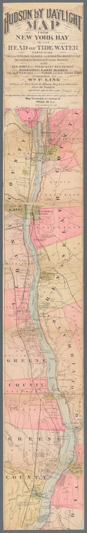 The Hudson by daylight: map showing the prominent residences, historic landmarks, old reaches of the Hudson, Indian names, &c. With descriptive pages