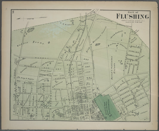 Part of Flushing. Town of Flushing, Queens Co. [Includes Bayside Avenue, Broadway, Sanford Avenue, Queens Avenue, Walnut Avenue,  Murray Avenue, Rodman Street, Percy Street, Parsons Avenue  and Bowne Avenue.]