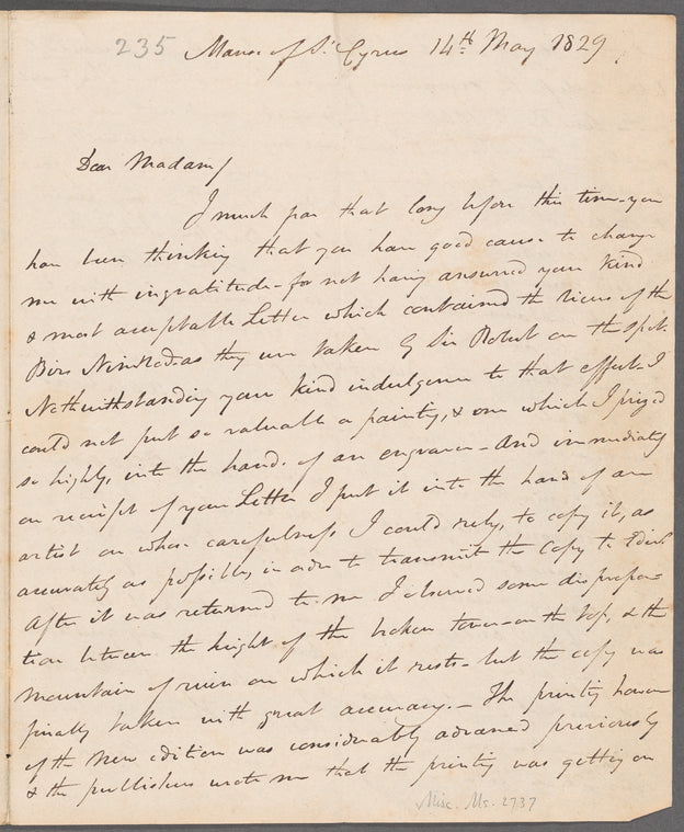 Alexander Keith to Jane Porter, autograph letter signed