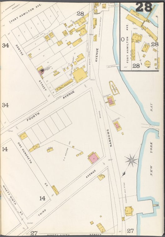 Brooklyn Vol. A Plate No. 28 [Map bounded by 99th St., New York Bay, Fort Hamilton Ave.]
