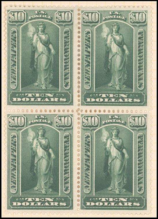 $10 green Vesta block of four