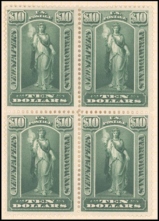 $10 green Vesta block of four