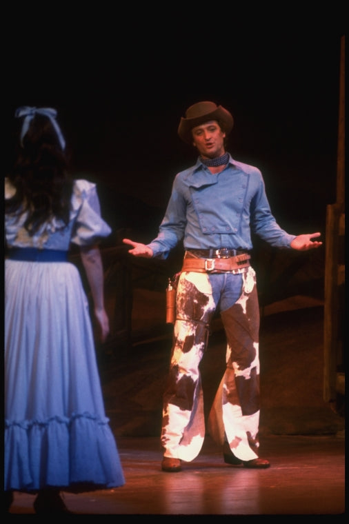 Actors Christine Andreas & Laurence Guittard in a scene fr. the Broadway revival of the musical "Oklahoma!." (New York)