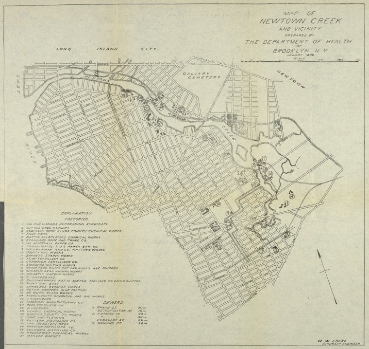Map of Newtown Creek and vicinity