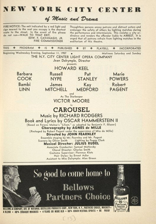 Program for the 1957 revival of Carousel