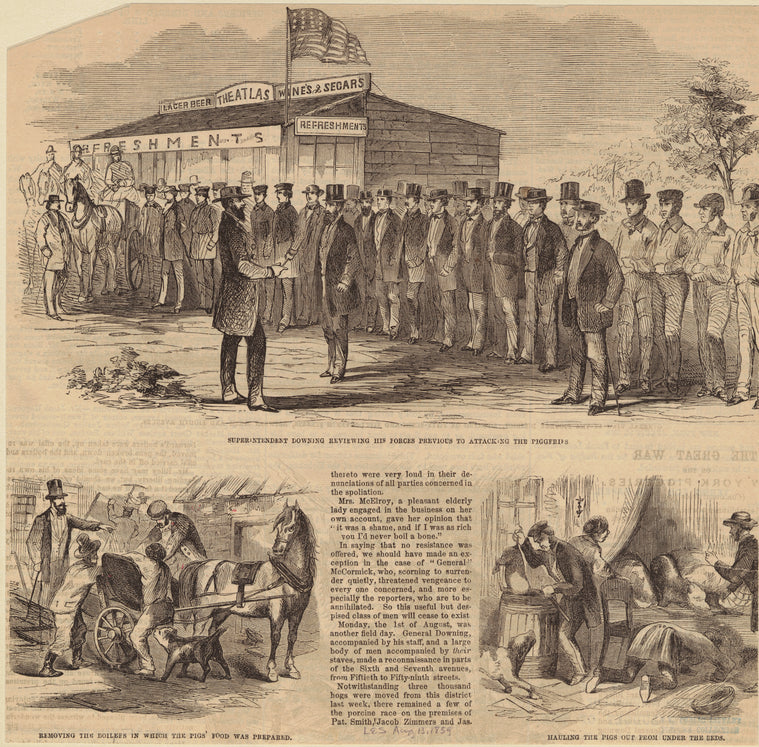 Superintendent Downing reviewing his forces previous to attacking the piggeries