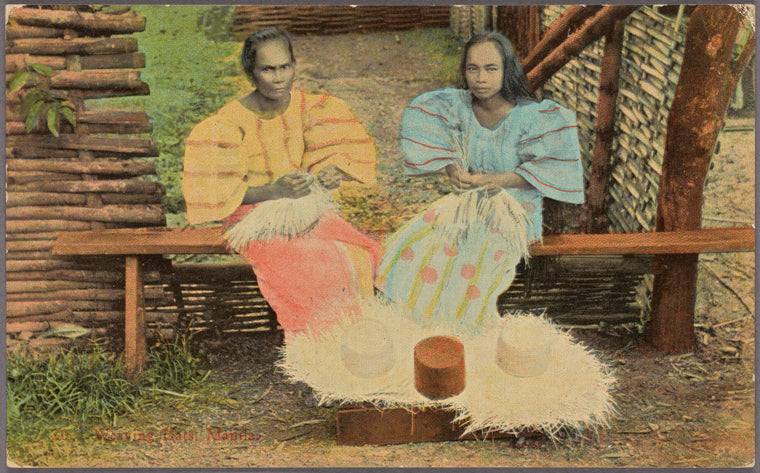 Weaving hats, Manila.