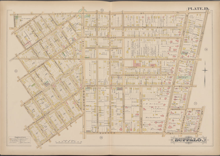 Buffalo, Double Page Plate No. 19 [Map bounded by Ferry St., MainSt., Summer St., Grant St.]