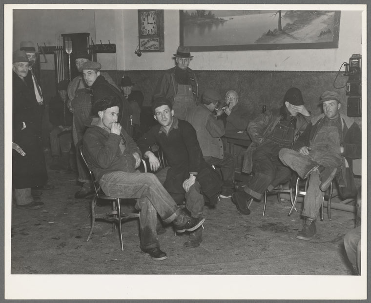 Typical scene in pool and beer hall. Spencer, Iowa. Farmers come in from country on Saturday and the pool halls are usually crowded. Women are rarely seen in these halls
