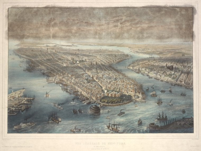 Vue générale de New-York et Brooklyn. Prise au dessus de la Batterie