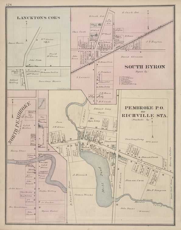 Lanckton's Cor's [Village]; South Byron [Village]; North Pembroke [Village]; Pembroke P.O. or Richville Sta. [Village]
