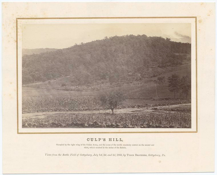 Culp’s Hill, : Occupied by the right wing of the Union Army, and the scene of the terrific musketry contest on the second and third, which resulted in the defeat of the Rebels