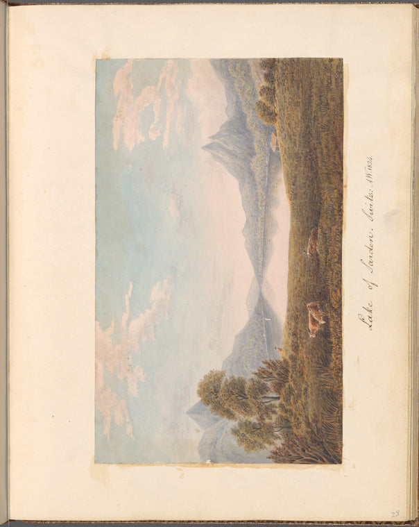 Mounted watercolor, “Lake of Sarden [i.e., Sarnen], Switz:,”