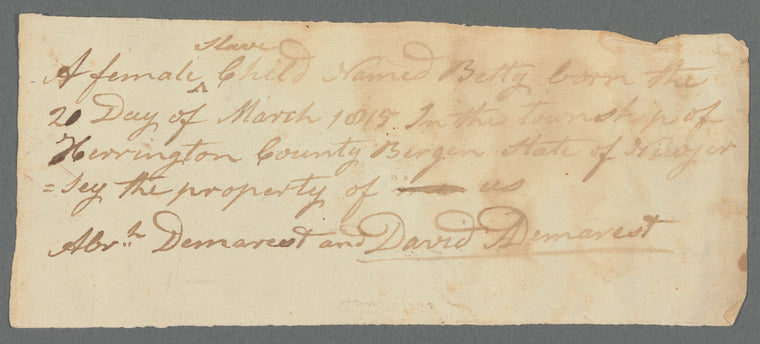 Betty (enslaved) Birth Certificate