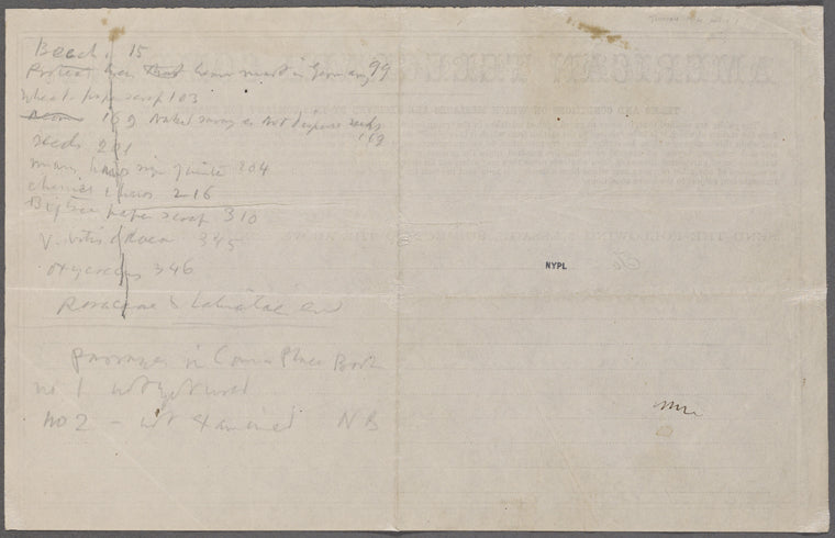 [Notes, miscellaneous]. Holograph notes, draft fragments, lists, reading notes, etc.