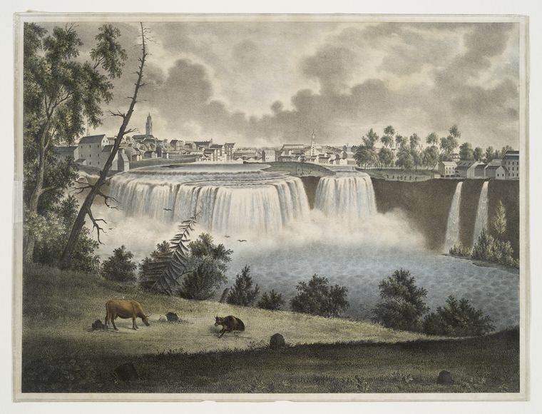 [The upper falls of the Genesee at Rochester N.Y. from the east.]