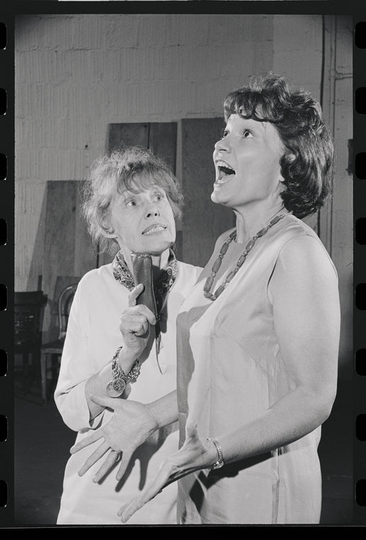 Lotte Lenya and Peg Murray in rehearsal for the stage production Cabaret