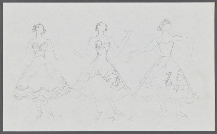 Grease: Draft costume sketches for Cha Cha