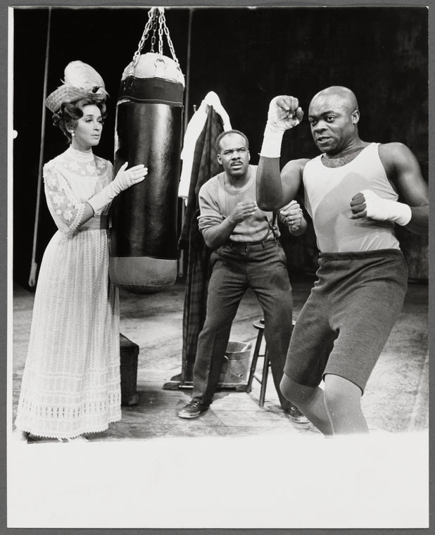 Yaphet Kotto, Jimmy Pelham, and Maria Tucci in the stage production The Great White Hope