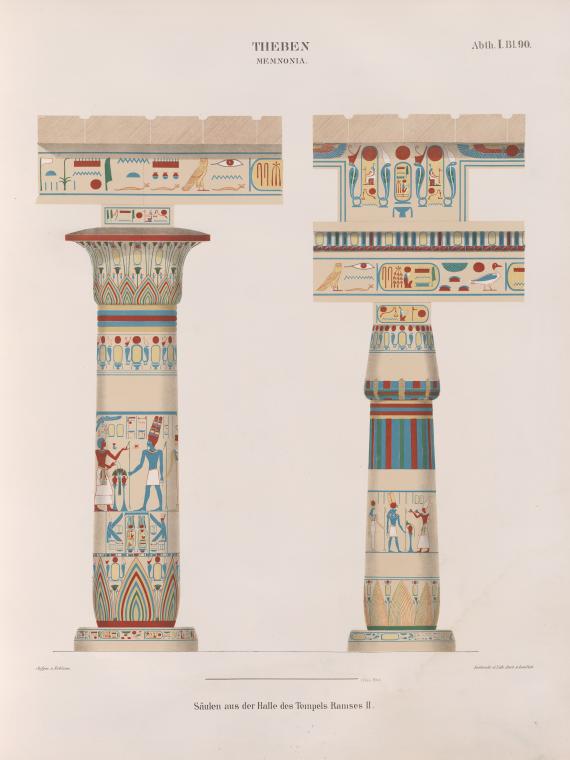 Theben [Thebes]. Memnonia [Ramesseum]: Säulen aus der Halle des Tempels Ramses II.