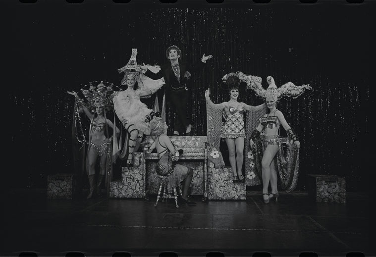 Robert Salvio [center] and unidentified others in the 1968 National tour of the stage production Cabaret