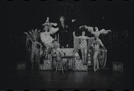 Robert Salvio [center] and unidentified others in the 1968 National tour of the stage production Cabaret