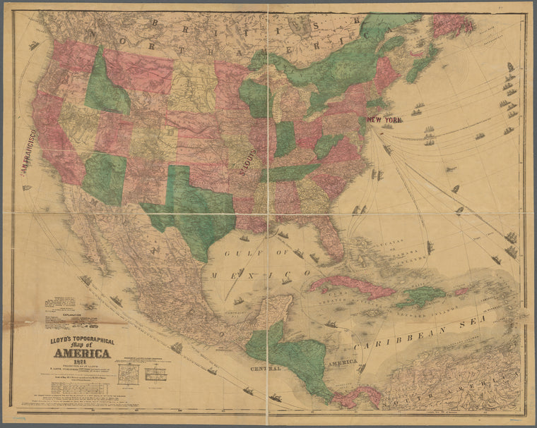 Lloyd's topographical map of America, 1871