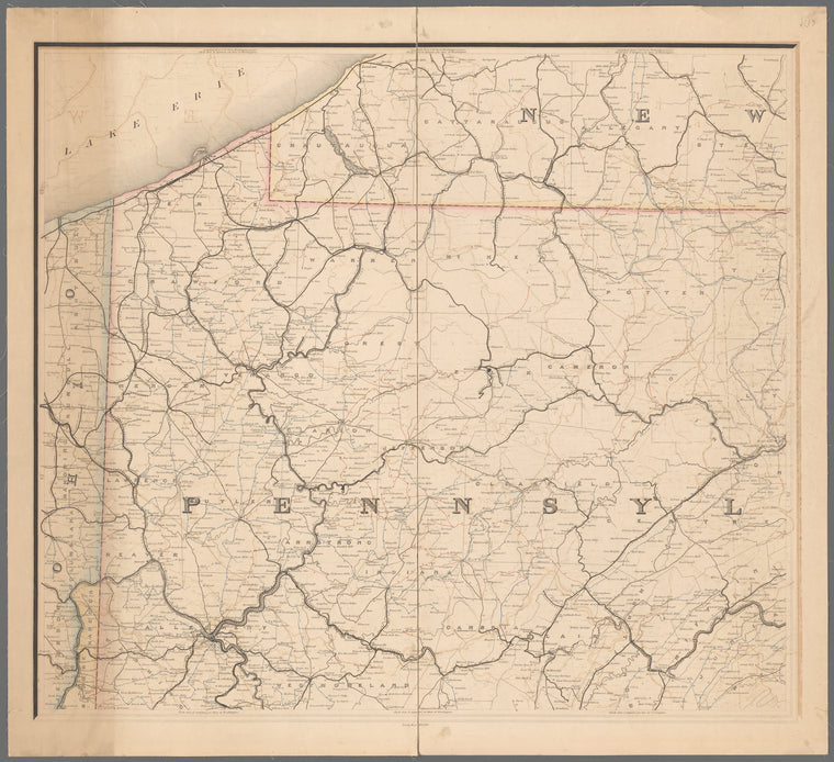 Post route map of the states of Pennsylvania, New Jersey, Delaware and Maryland and of the District of Columbia, with adjacent parts of New York, Ohio, Virginia and West Virginia