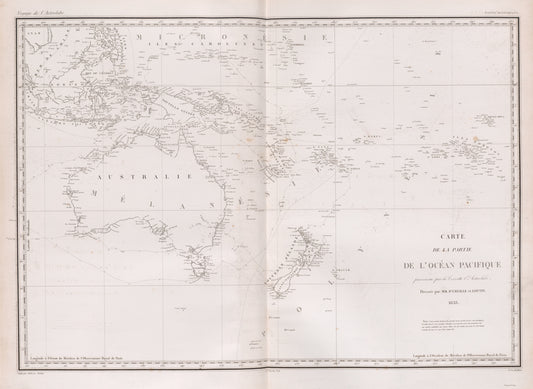 Carte de la patie de l' océan  pacifique, percourue par ;a corvette l' astrolabe, dressée par MM. D'urville et  lottin. 1833