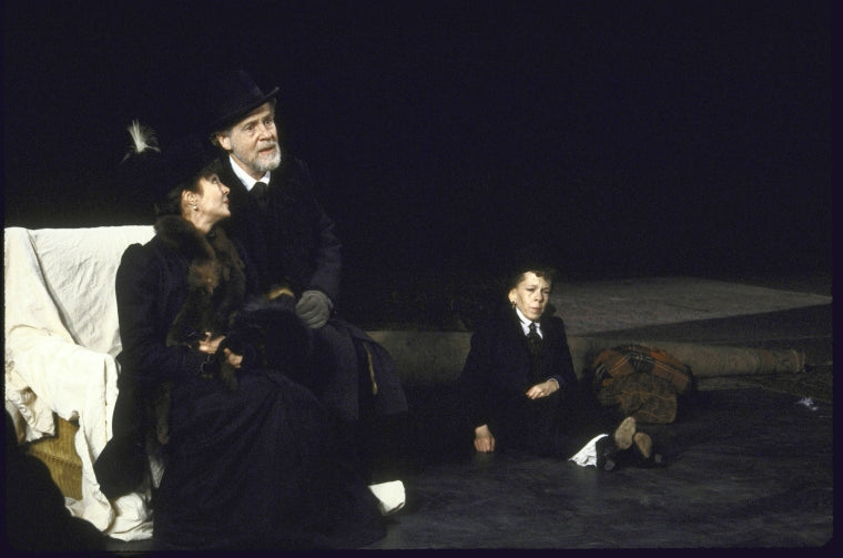 Actors (L-R) Natasha Parry, Erland Josephson and Linda Hunt in a scene from the Brooklyn Academy of Music's production of the play "The Cherry Orchard" (Brooklyn)