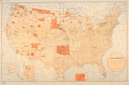 Map showing the location of the Indian reservations within the limits of the United States and territories