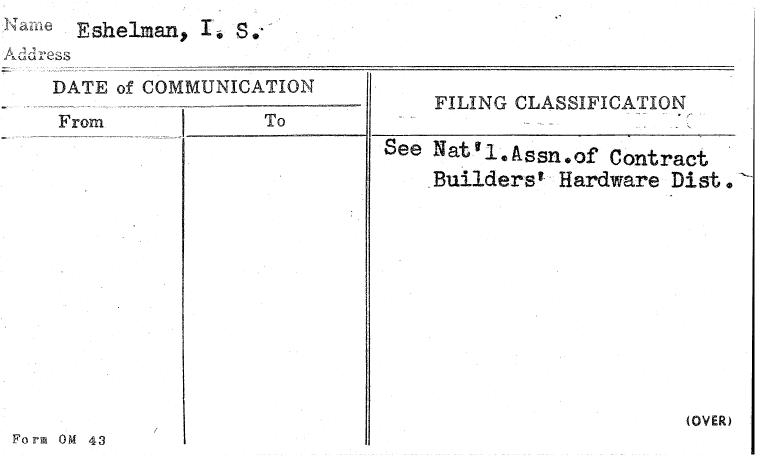Eshelman, I.S.