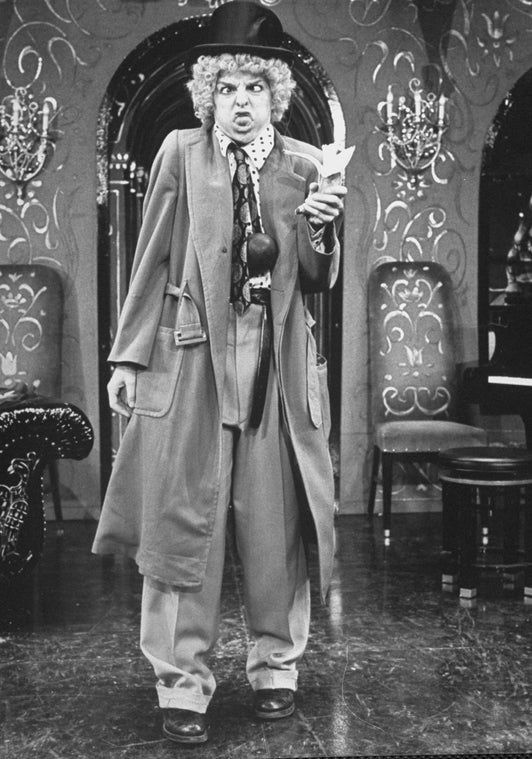 Actress Priscilla Lopez as Harpo Marx in a scene from the Broadway production of the musical "A Day in Hollywood/A Night in the Ukraine"