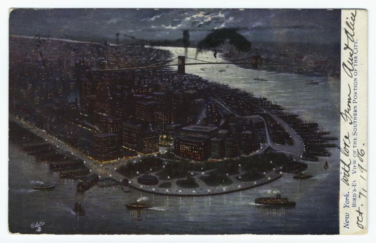 New York.  Bird's-eye view of the southern portion of the city