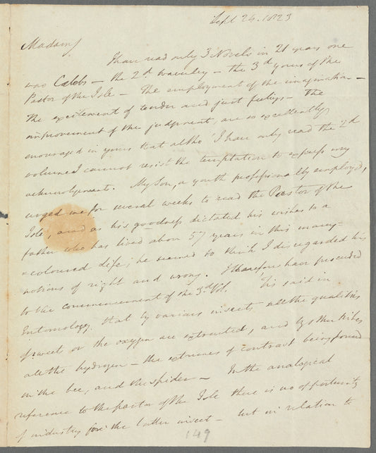"Anglicanus" to Jane Porter, autograph letter signed
