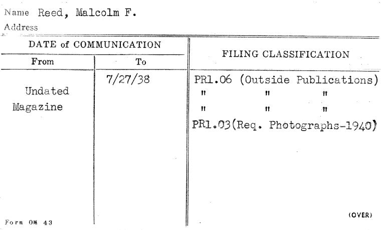 Reed, Malcolm F.