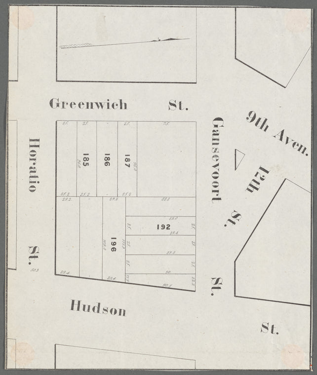 Gansevoort Street, 9th Avenue, 12th Street, Greenwich Street, Horatio Street, Hudson Street