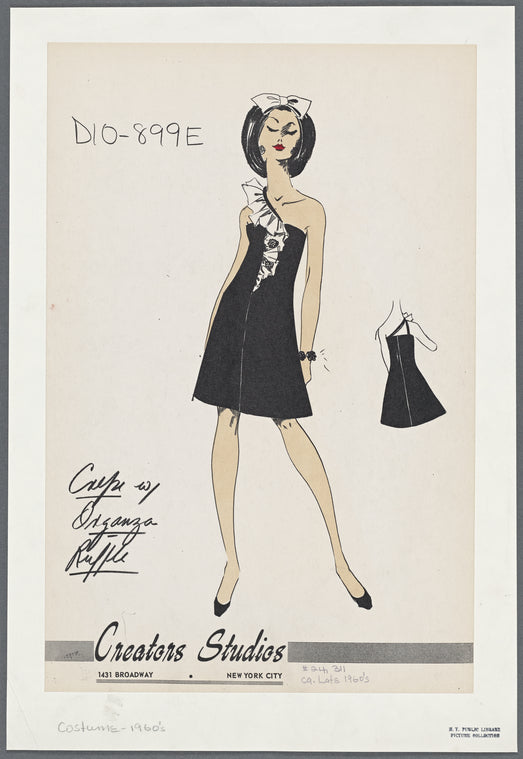 Crepe dress with organza ruffle