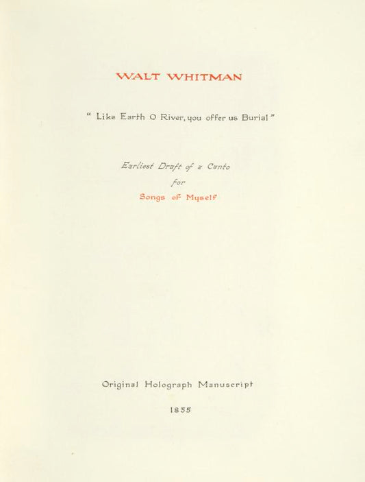 Custom title page of Volume II, with “WALT WHITMAN” printed in red ink at head