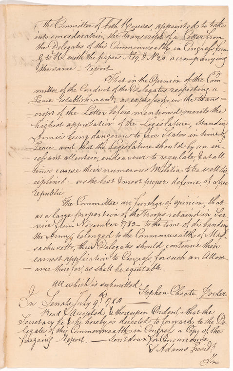 Report of the Committee concerning Peace Establishment in the United States