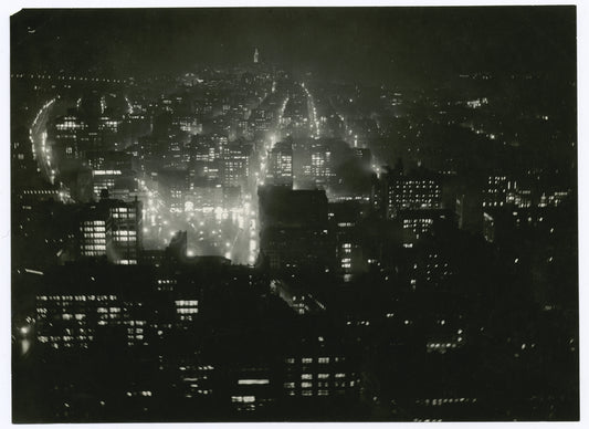New York at night. A view looking south from the top of the Metropolitan Tower.