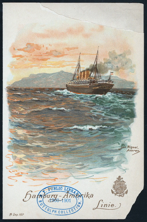 MENU [held by] HAMBURG-AMERIKA LINIE [at] "SCHNELLDAMPFER ""AUGUSTE VICTORIA""" (SS;)