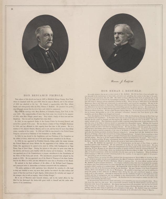 Hon. Benjamin Pringle. ; Hon. Heman J. Redfield.