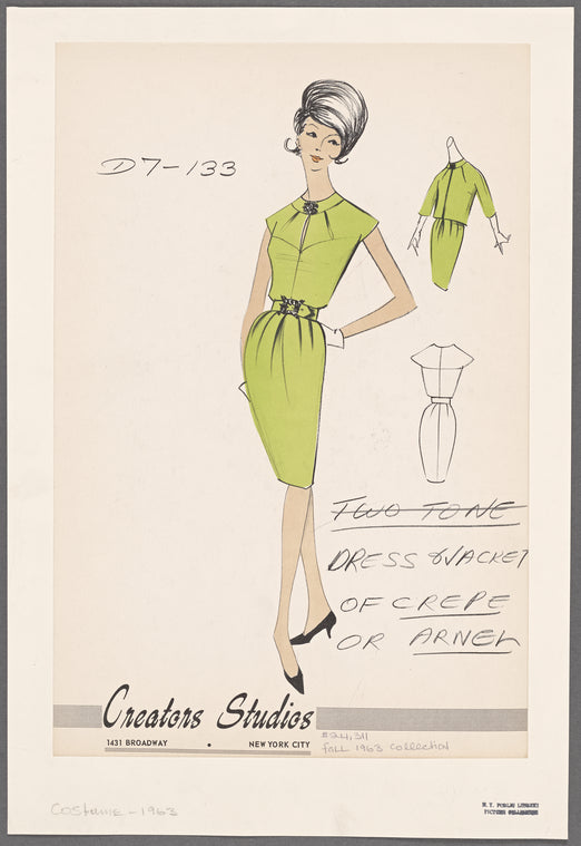 Dress and jacket of crepe or Arnel