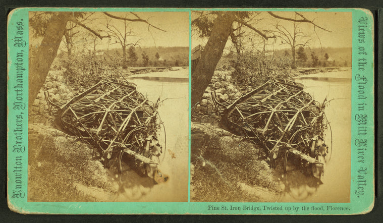 Pine St. iron bridge, twisted up by the flood, Florence.