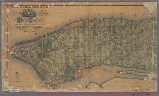 Sanitary & topographical map of the city and island of New York : prepared for the Council of Hygiene & Public Health of the Citizens' Association / Egbert L. Viele